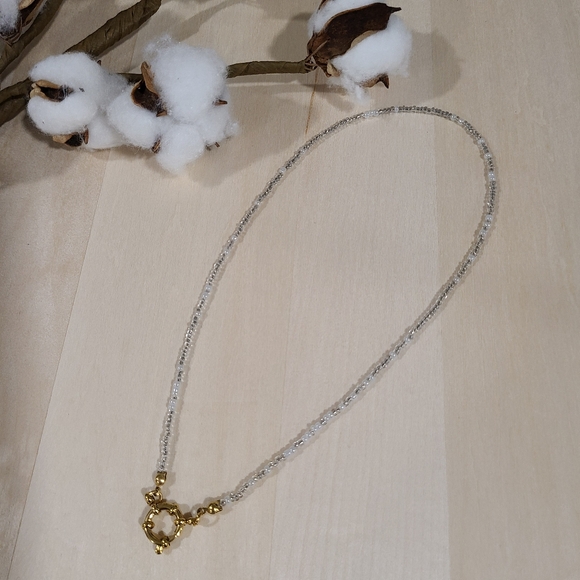 🩶🤍NEW🩶🤍 PRETTY!! SS 3MM Glass Bead Anchor Necklace in GREY,SILVER, &WHITE - Picture 12 of 13